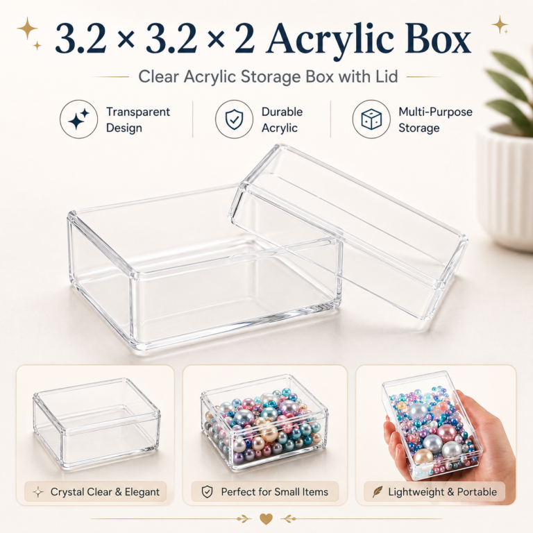Acrylic Box with Lid (3.2 × 3.2 × 2 in)