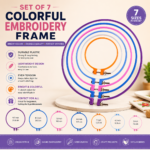 Set of 7 Colourful Plastic Embroidery Frames