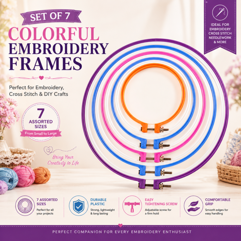 Set of 7 Colourful Plastic Embroidery Frames