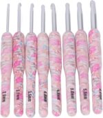 Floral Cushioned Stainless Steel Crochet Hook Set (8 Pcs, 2.5–6.0mm)